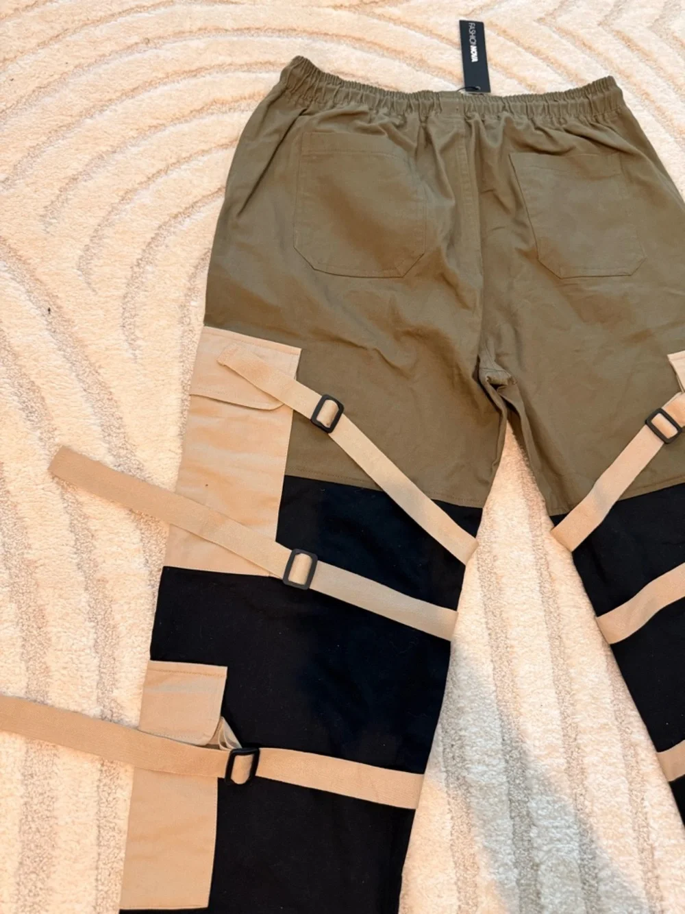 Fashion Nova Olive, Khaki & Black Cargo Pants - Picture 7 of 9